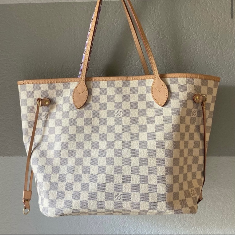 Authentic LV Neverfull MM Damier Azur